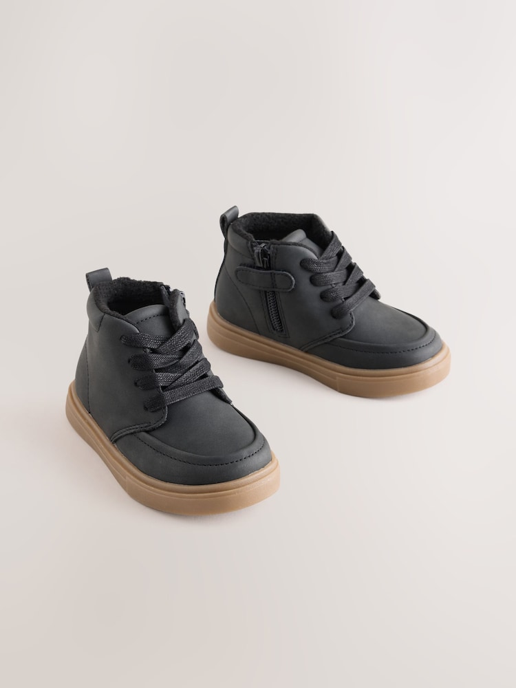 Black Wide Fit (G) Warm Lined Lace up Boots - Image 1 of 5 Black Wide Fit (G) Warm Lined Lace up Boots - Image 1 of 5