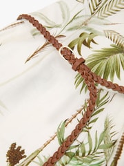 Reiss Ivory/Khaki Palma Linen Palm-Print Midi Dress - Image 7 of 7