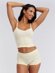 Gelb - Boux Avenue Lemon Embroidered Seamless Pyjamas Shorts - Bild 6 von 6
