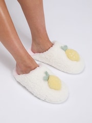 Boux Avenue White Lemon Mule Slippers - Image 1 of 5