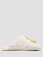 Boux Avenue White Lemon Mule Slippers - Image 2 of 5