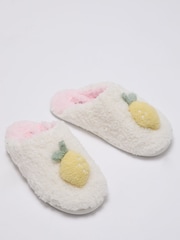 Boux Avenue White Lemon Mule Slippers - Image 3 of 5