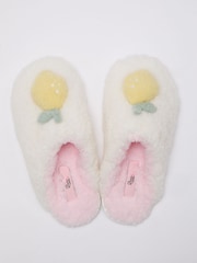 Boux Avenue White Lemon Mule Slippers - Image 4 of 5
