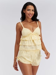 Boux Avenue Yellow Broderie Cotton Cami Pyjamas Set - Image 1 of 6
