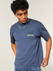Hollister Blue Surf and Skate Print T-Shirt - Image 1 of 5