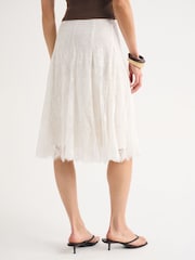 Abercrombie & Fitch Cream Lace Midi Skirt - Image 3 of 7