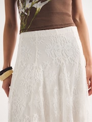 Abercrombie & Fitch Cream Lace Midi Skirt - Image 5 of 7