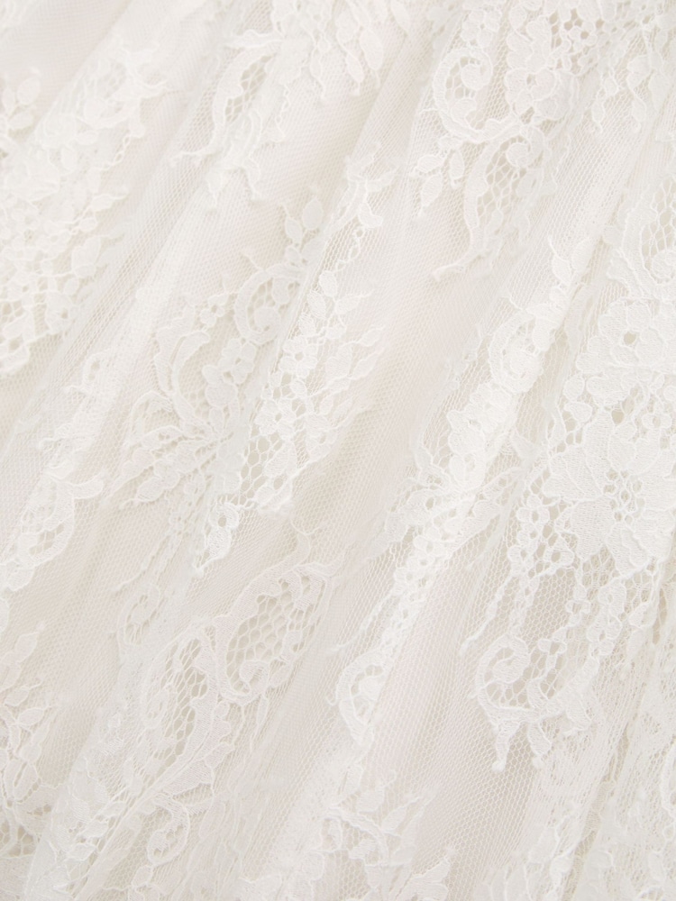 Abercrombie & Fitch Cream Lace Midi Skirt - Image 7 of 7
