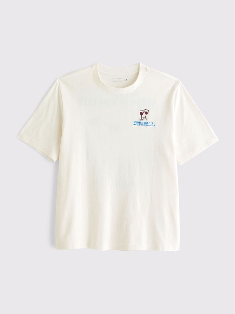 Abercrombie & Fitch White Vintage Logo T-Shirt - Image 1 of 4