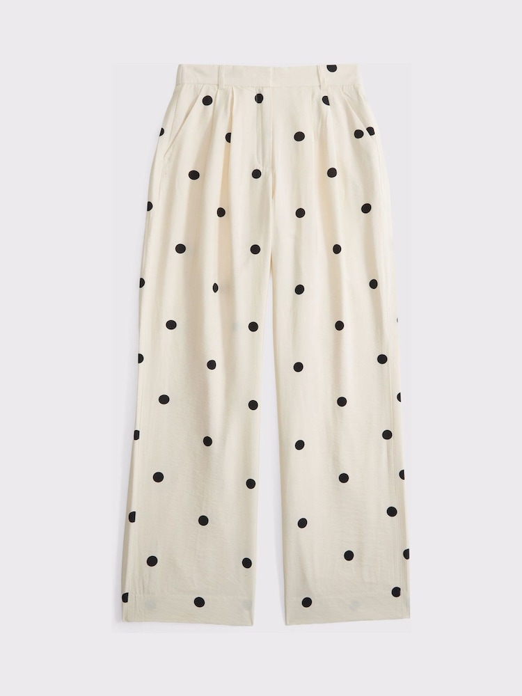 Abercrombie & Fitch White Textured Crepe Sloane Cream Dot Trousers - Image 7 of 7 Abercrombie & Fitch White Textured Crepe Sloane Cream Dot Trousers - Image 7 of 7