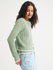 Abercrombie & Fitch Green Wimbledon Crochet Cardigan - Image 4 of 9
