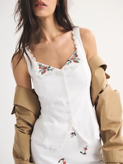 Abercrombie & Fitch White Linen Fold Top - Image 1 of 6