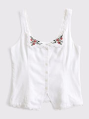 Abercrombie & Fitch White Linen Fold Top - Image 5 of 6