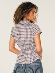 Hollister Brown Ruffle Textured Shirt - Image 2 of 4