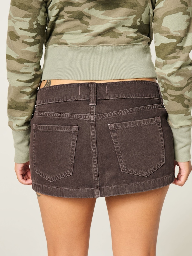 Hollister Brown Micro Mini Denim Skort - Image 2 of 4
