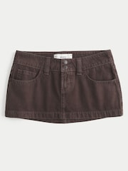 Hollister Brown Micro Mini Denim Skort - Image 4 of 4