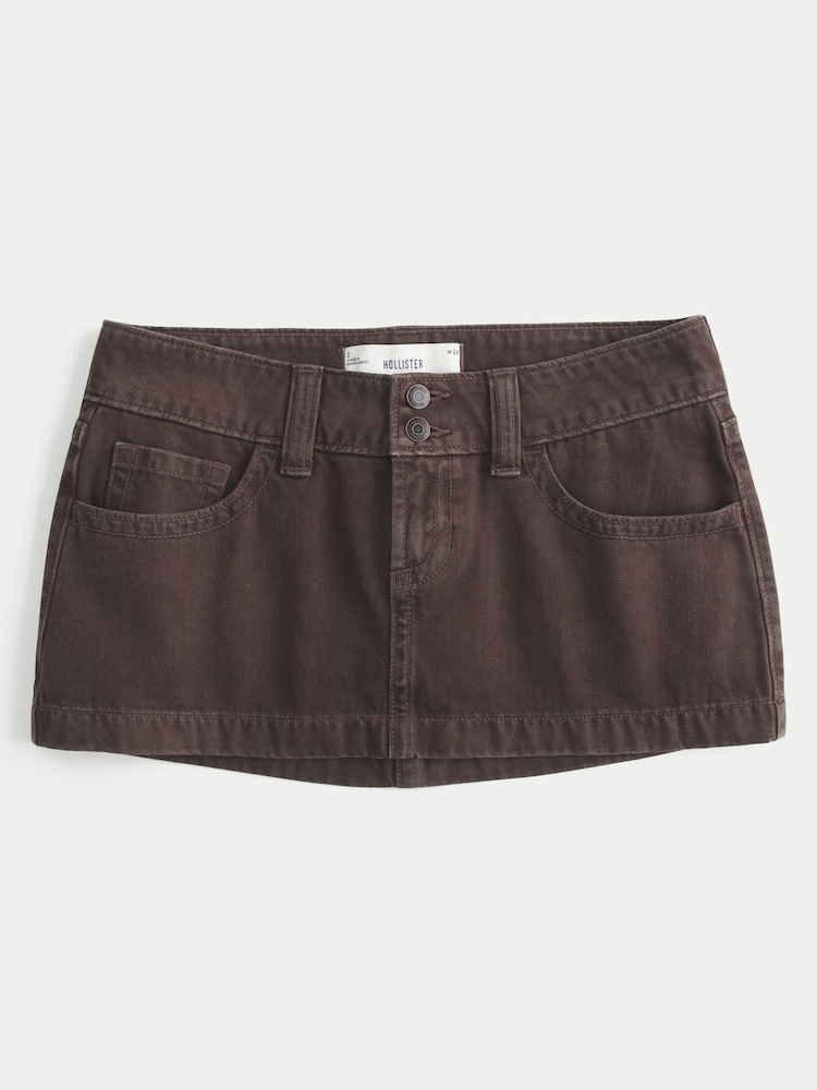 Hollister Brown Micro Mini Denim Skort - Image 4 of 4