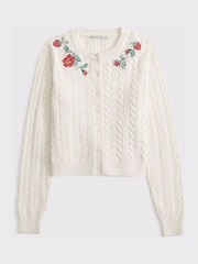Abercrombie & Fitch White Wimbledon Crochet Cardigan - Image 1 of 3