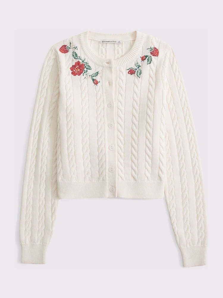 Abercrombie & Fitch White Wimbledon Crochet Cardigan - Image 1 of 3 Abercrombie & Fitch White Wimbledon Crochet Cardigan - Image 1 of 3