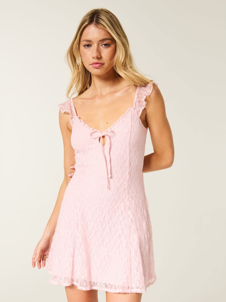 Hollister Pink Lace Mini Dress - Image 1 of 5