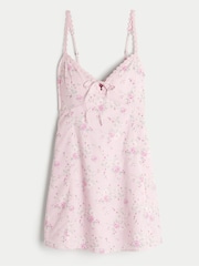 Hollister Pink Lace Trim Button Through Mini Dress - Image 1 of 3