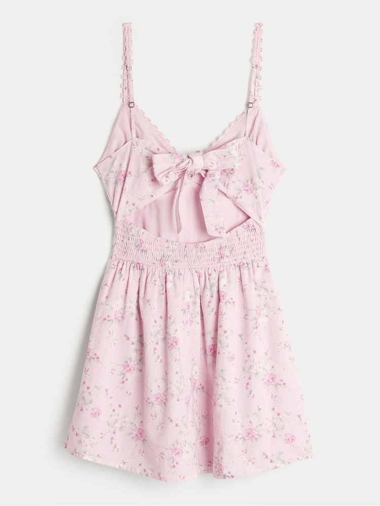 Hollister Pink Lace Trim Button Through Mini Dress - Image 2 of 3