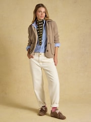 Joules Sadie Mink Brown Button Through Fleece Jacket - Image 6 of 8