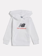 New Balance White Stacked Logo French Terry Hoodie - Image 1 of 3