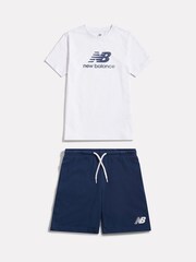 白色 - New Balance Stacked Graphic Jersey T-Shirt & FT Shorts Set - 圖片 1/3