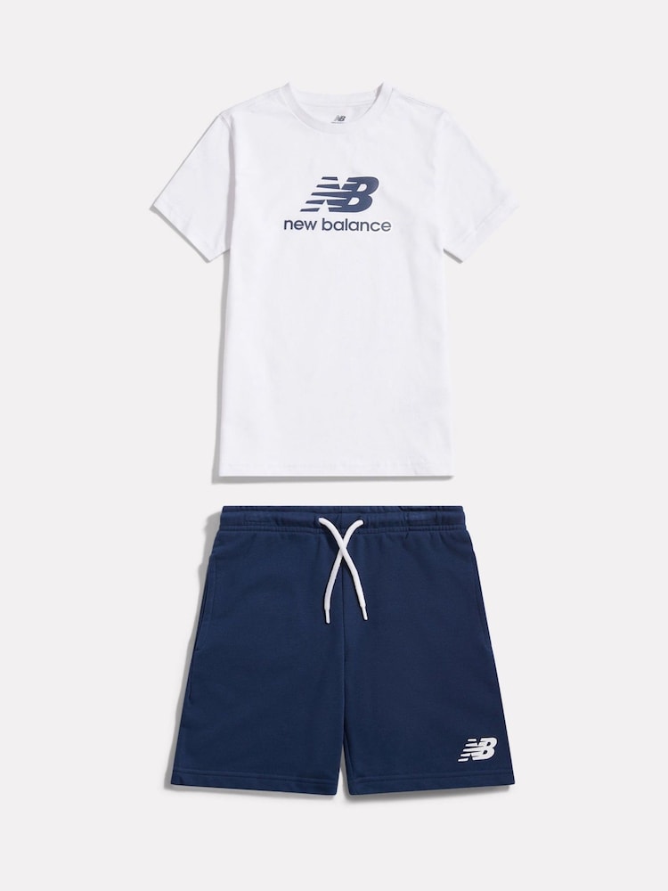 白色 - New Balance Stacked Graphic Jersey T-Shirt & FT Shorts Set - 圖片 1/3
