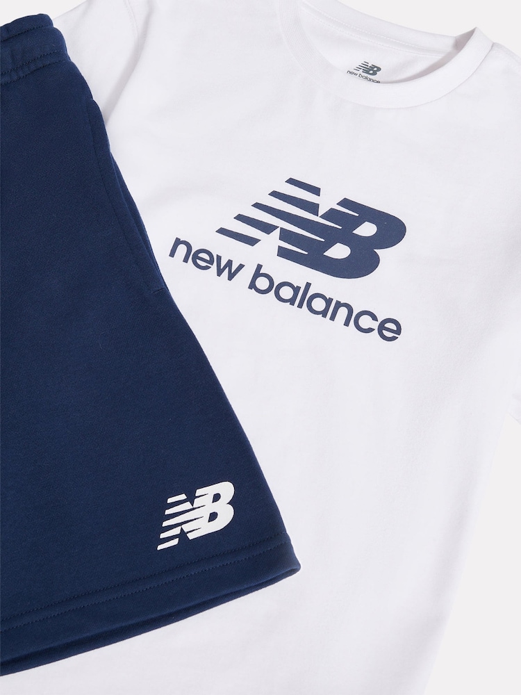 白色 - New Balance Stacked Graphic Jersey T-Shirt & FT Shorts Set - 圖片 3/3
