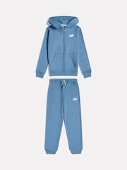 New Balance Blue Linear Logo FT Zip Through Hoodie & Joggers Set - Image 7 of 9
