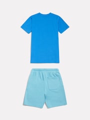 New Balance Blue Stacked Graphic Jersey T-Shirt & FT Shorts Set - Image 2 of 3