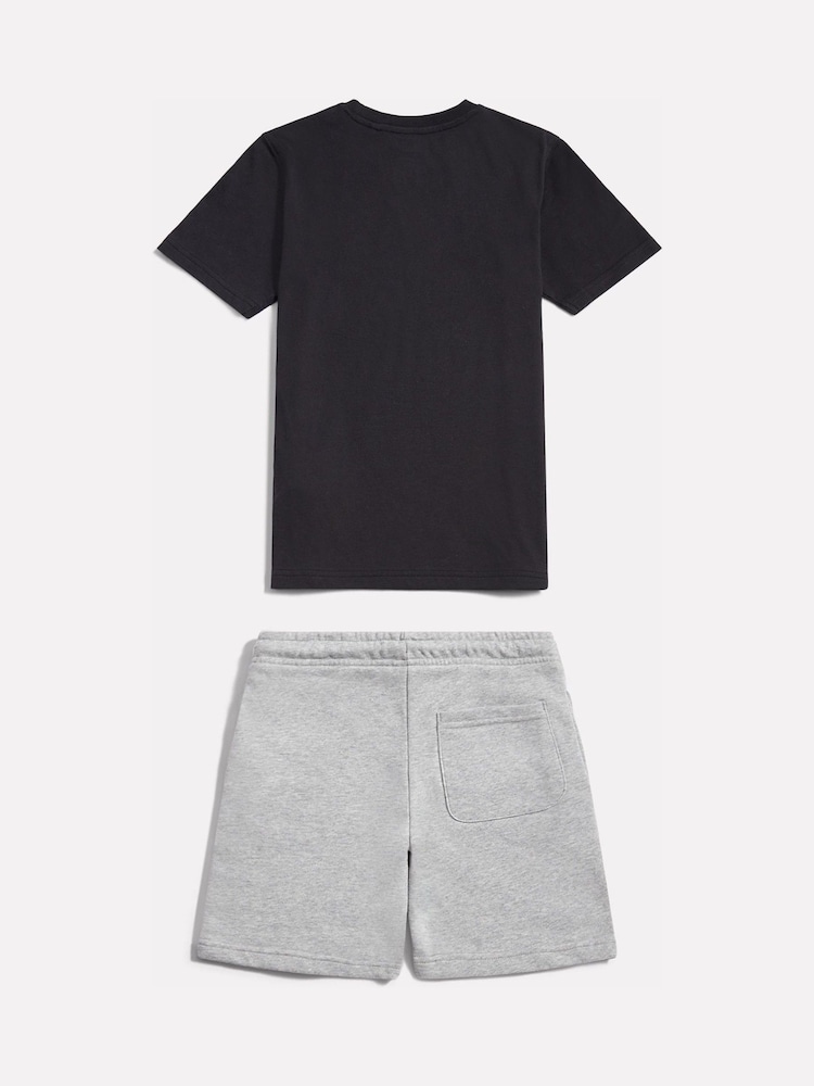 黑色 - New Balance Stacked Logo T-Shirt & FT Shorts Set - 圖片 2/3