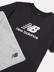 黑色 - New Balance Stacked Logo T-Shirt & FT Shorts Set - 圖片 3/3