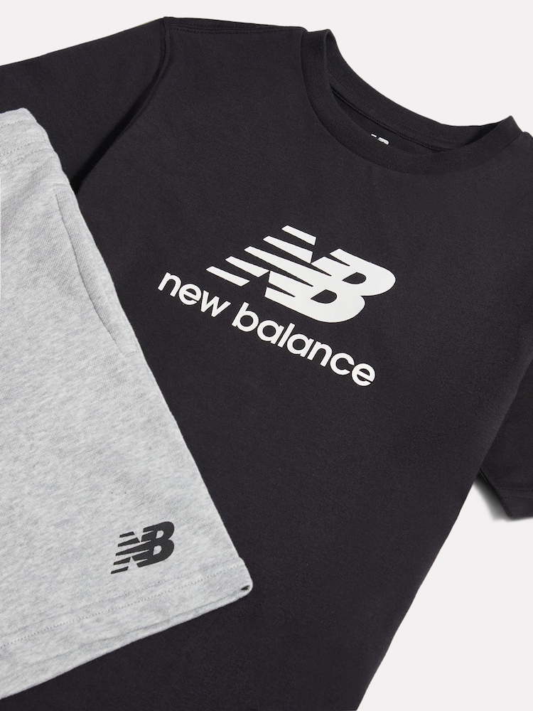 黑色 - New Balance Stacked Logo T-Shirt & FT Shorts Set - 圖片 3/3