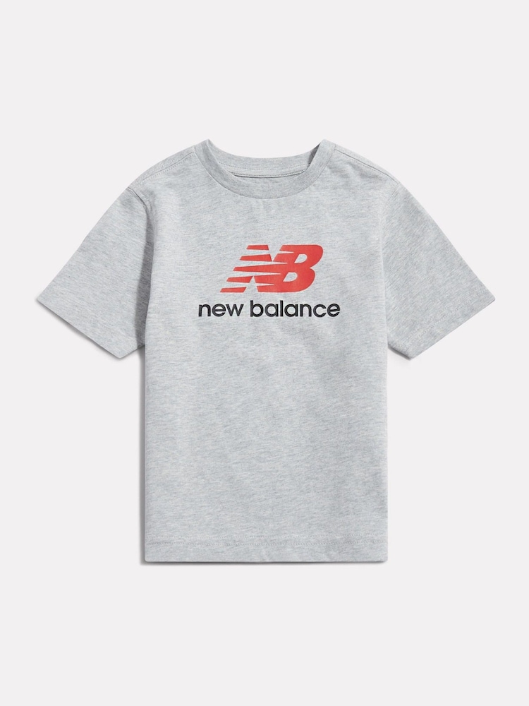 New Balance Grey Stacked Logo T-Shirt - Image 1 of 3