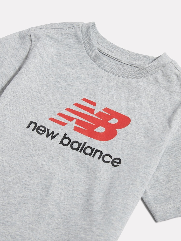 New Balance Grey Stacked Logo T-Shirt - Image 3 of 3