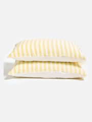 Oliver Bonas Set of 2 Yellow Muslin Striped Pillowcases - Image 2 of 5