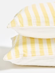 Oliver Bonas Set of 2 Yellow Muslin Striped Pillowcases - Image 4 of 5