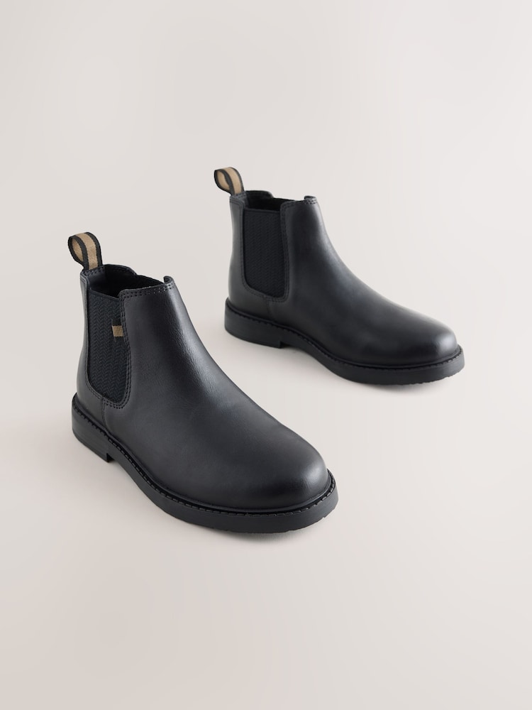Black Wide Fit (G) Leather Chelsea Boots - Image 1 of 5 Black Wide Fit (G) Leather Chelsea Boots - Image 1 of 5