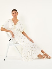 Roman White Sequin Embellished Tassel Midi Dress - Image 1 of 5