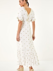 Roman White Sequin Embellished Tassel Midi Dress - Image 3 of 5