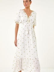 Roman White Sequin Embellished Tassel Midi Dress - Image 4 of 5