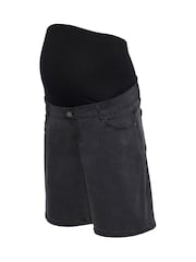 Mamalicious Black Over Bump Maternity Denim Shorts - Image 5 of 5