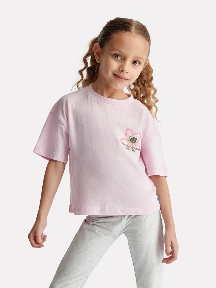 New Balance Pink Boston Floral Graphic Tee - Image 1 of 10 New Balance Pink Boston Floral Graphic Tee - Image 1 of 10