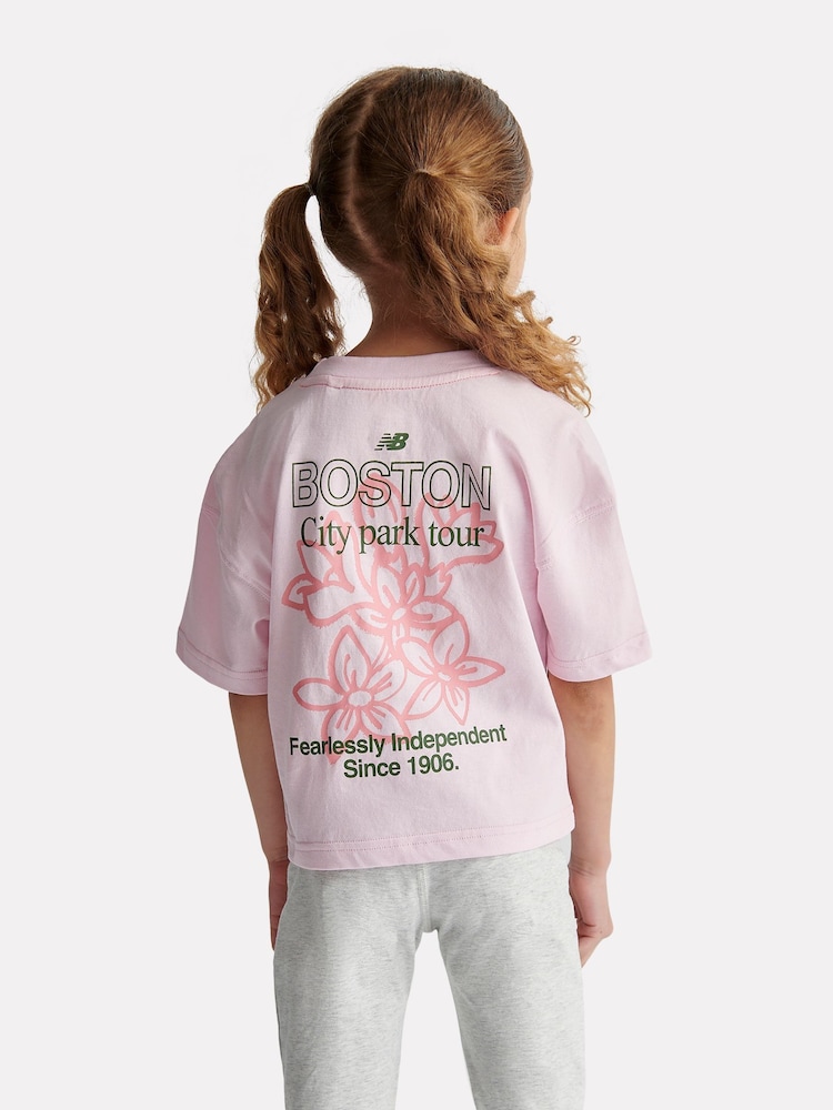 New Balance Pink Boston Floral Graphic Tee - Image 2 of 10 New Balance Pink Boston Floral Graphic Tee - Image 2 of 10