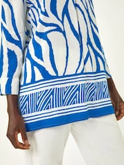 Roman Blue Abstract Print Border Pleat Top - Image 5 of 5