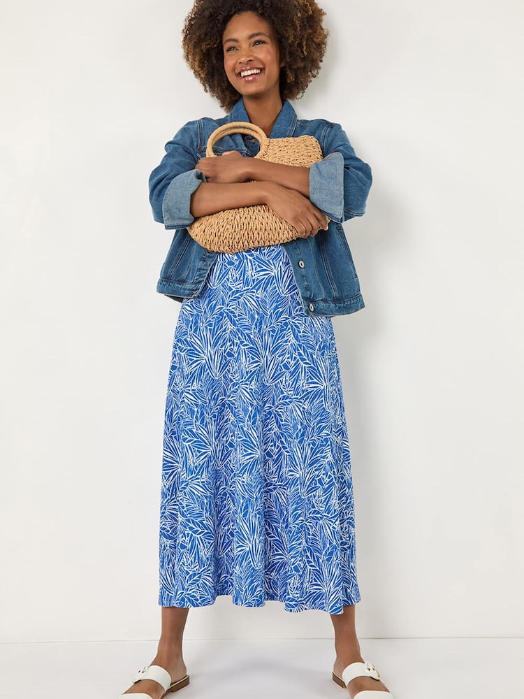 Roman Blue Abstract Crinkle Print A-Line Skirt - Image 1 of 5