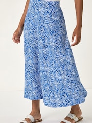 Roman Blue Abstract Crinkle Print A-Line Skirt - Image 3 of 5